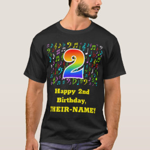 Camiseta segundo aniversário: Símbolos Coloridos de Música,