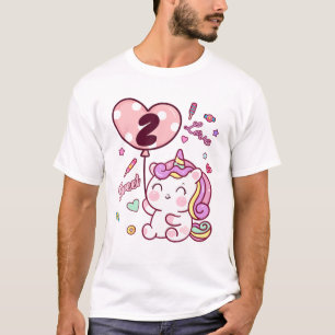 Camiseta segundo aniversário Unicorn. 2 anos de Unicórnio C