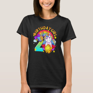 Camiseta segundo aniversário Unicorn Cheerleader Girl Rainb