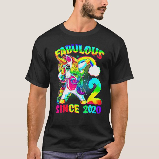Camiseta segundo aniversário Unicórnio Garota Fabulosa De 2 (Frente)