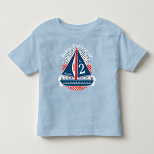 Camiseta Segundo aniversário vermelho branco azul-marinho