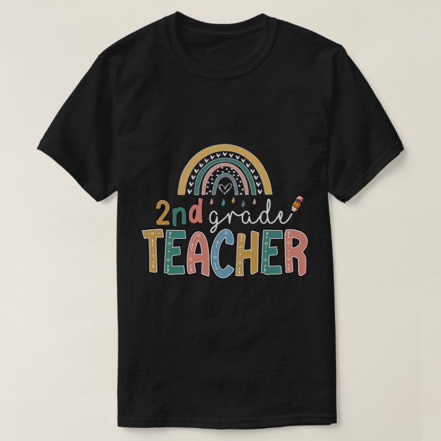 Camiseta Segundo-Arco-íris Professor Kinder De Volta à Esco (Frente do Design)