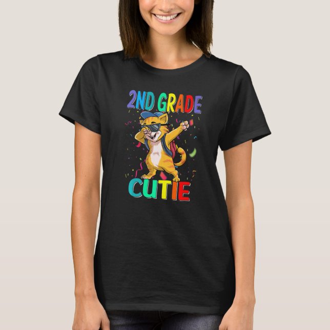 Camiseta segundo De Grau Cutil Gato De Volta À Escola (Frente)
