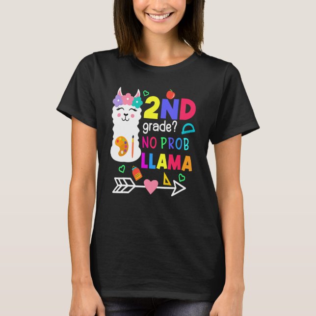 Camiseta segundo Grau Sem Prob Llama Professora Primeiro Di (Frente)
