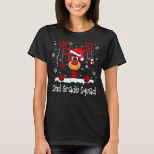 Camiseta segundo Grau Xadrez Esquadrão Reindeer Santa Hat P