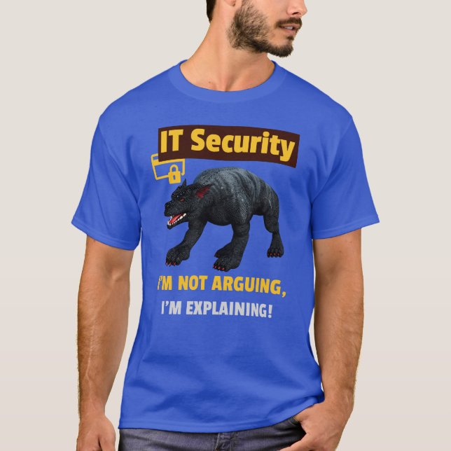 Camiseta Segurança de TI Divertida Explicando Humor de Tecn (Frente)