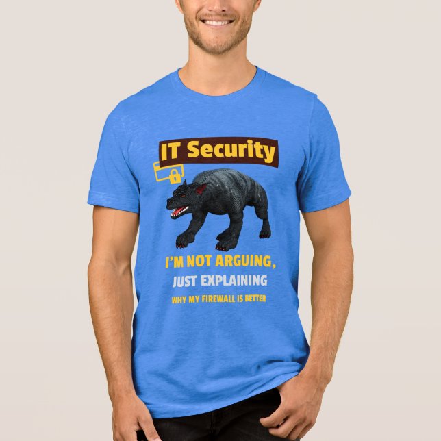Camiseta Segurança de TI Divertida Explicando Humor de Tecn (Frente)