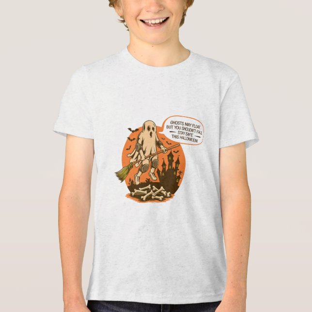 Camiseta Segurança do Fantasma do Halloween - Mantenha-se s (Frente)