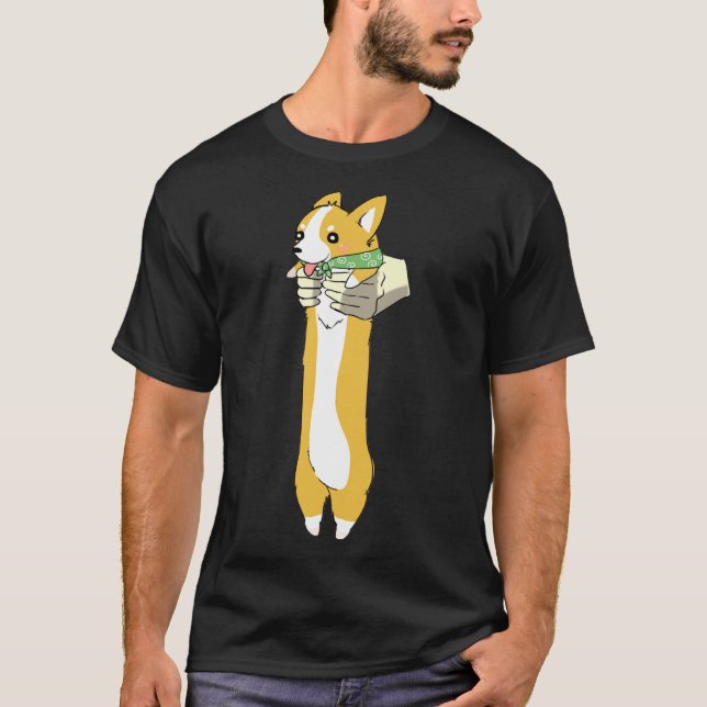 Camiseta Segurando o Grande Corgi Sticker (Frente)