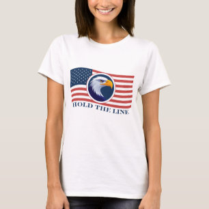 Camiseta Segure a linha, bandeira americana e águia