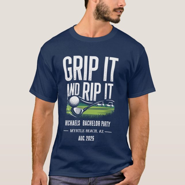 Camiseta "Segure e Rasgue - T de Golfe Personalizada para F (Frente)