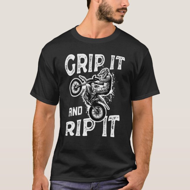 Camiseta Segure-o e corta-o, moto de saia (Frente)