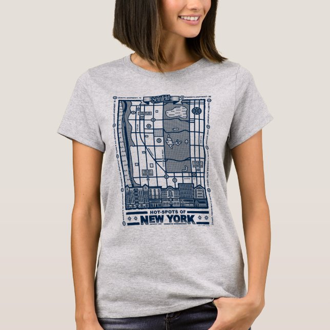 Camiseta Seinfeld | Hot Spots of New York Map (Frente)