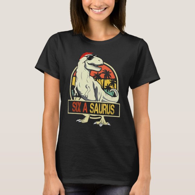 Camiseta Seis A Saurus Rex Dinossaur 6 A Saurus Mads (Frente)