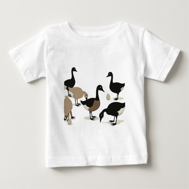 Camiseta Seis Gansos Pondo Ovos Recorte Retro Meados do Séc (Frente)