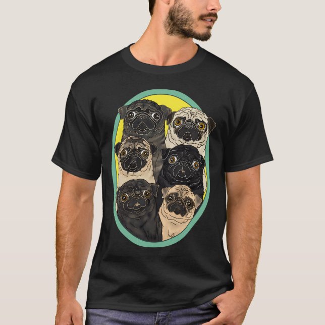 Camiseta Seis Pugs por FivePugs (Frente)