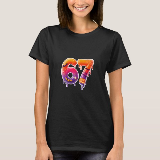 Camiseta Seis Sete 67 6 7 Design de Meme Sorvete Divertido  (Frente)