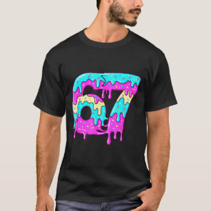 Camiseta Seis Sete 67 Meme Gotejante Número 67 Sorvete