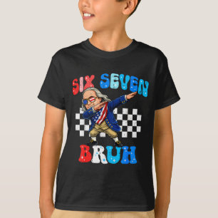 Camiseta Seis sete 67 véi 6 7 meme ben franklin dançando 4t