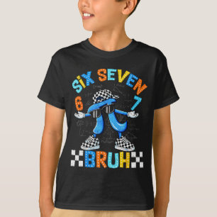 Camiseta Seis sete bruh 3.14 número xadrez 67 meme crianças
