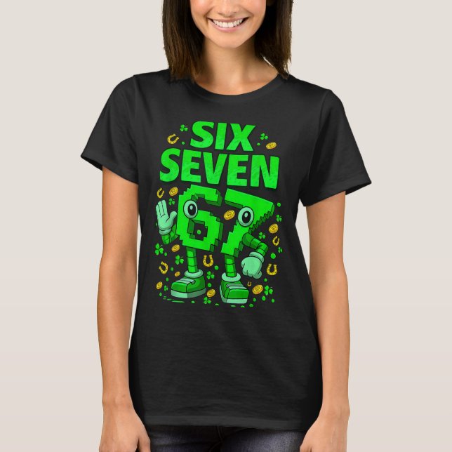 Camiseta Seis sete bruh dia de st patricks 67 meme 67 brain (Frente)