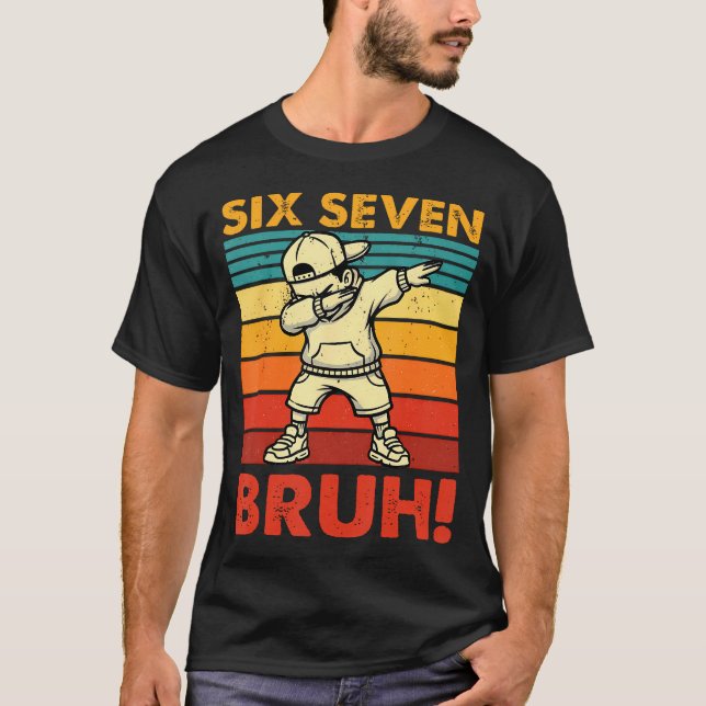 Camiseta Seis Sete Cara Fazendo Dab Gen Alpha Meme Engraçad (Frente)