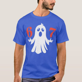 Camiseta Seis Sete Meme 6 7 Fantasia de Fantasma de Hallowe