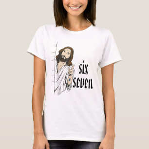 Camiseta Seis Sete Meme Viral Engraçado de Rotatividade Cer