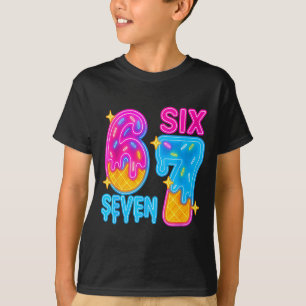 Camiseta Seis Sete Sorvete Drip Meme 67 Engraçado Gen Alpha
