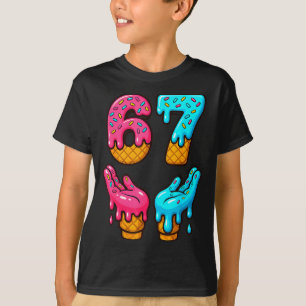 Camiseta Seis Sete Sorvete Drip Meme 67 Engraçado Gen Alpha