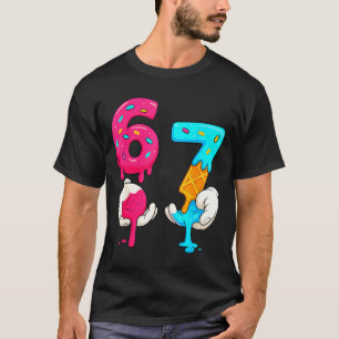 Camiseta Seis Sete Sorvete Drip Meme 67 Engraçado Gen Alpha