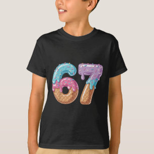 Camiseta Seis Sete Sorvete Gota Engraçado 67 Meme Número 6 