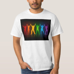 Camiseta Seis silhuetas em pé de Slipperyjoe com braços lev