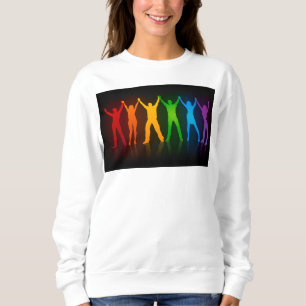 Camiseta Seis silhuetas em pé de Slipperyjoe com braços lev