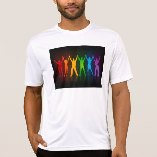 Camiseta Seis silhuetas em pé de Slipperyjoe com braços lev