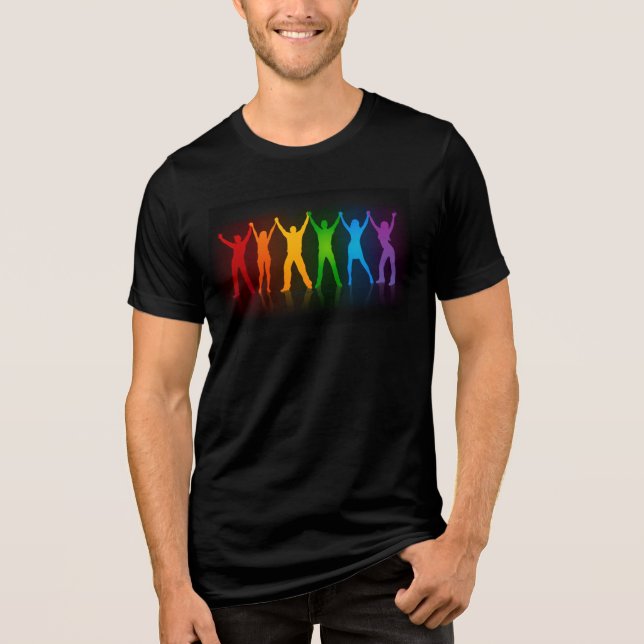 Camiseta Seis silhuetas em pé de Slipperyjoe com braços lev (Frente)