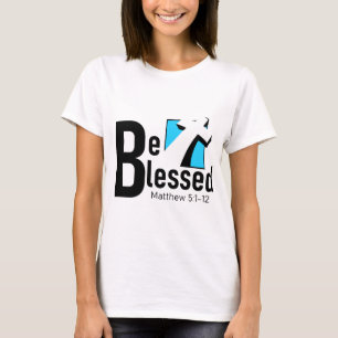 Camiseta Seja Abençoada Com Cruz E Escritura Feminina Camis