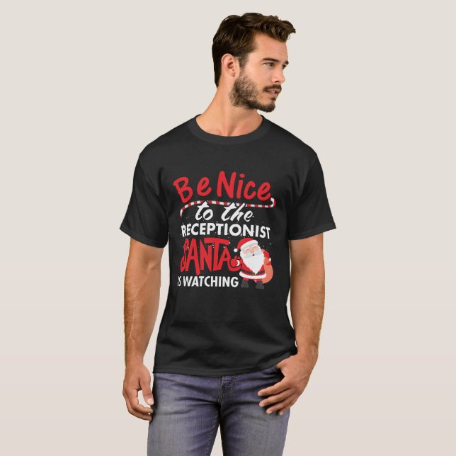 Camiseta Seja agradável ao recepcionista que o papai noel (Frente Completa)