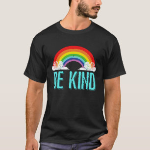 Camiseta Seja Amável Retro Vintage Arco-Íris Inspiração Bon