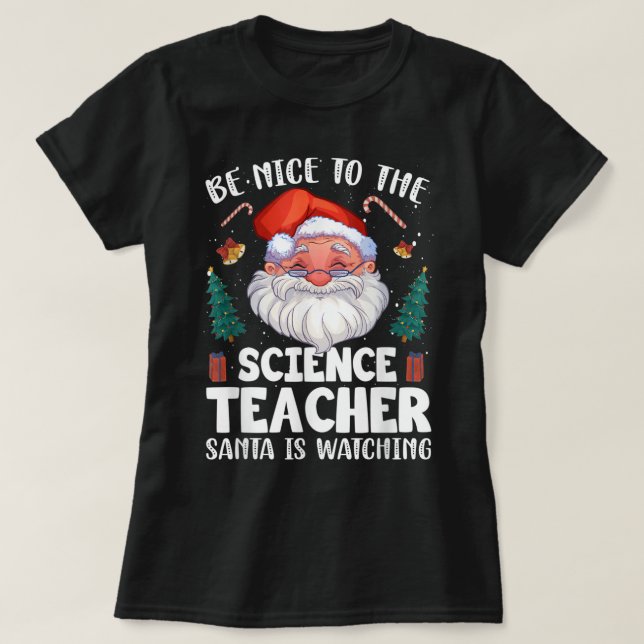 Camiseta Seja Bom Para O Natal Dos Papais noeis De Professo (Frente do Design)