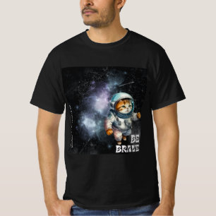 Camiseta "Seja Corajoso - Chá de Aventura de Gato Espacial"