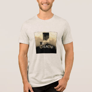 Camiseta "Seja criativo" Creme Tan Taupe Abstrato Art