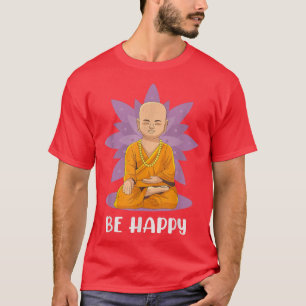 Camiseta Seja Feliz Bebê Bonito Buda Lotus Fllower Mandala