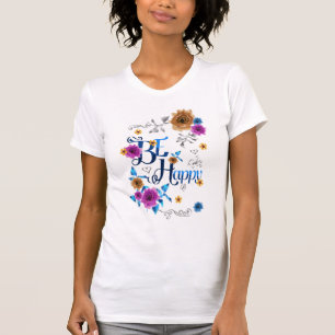 Camiseta Seja feliz, com uma citação positiva, Flores Doura