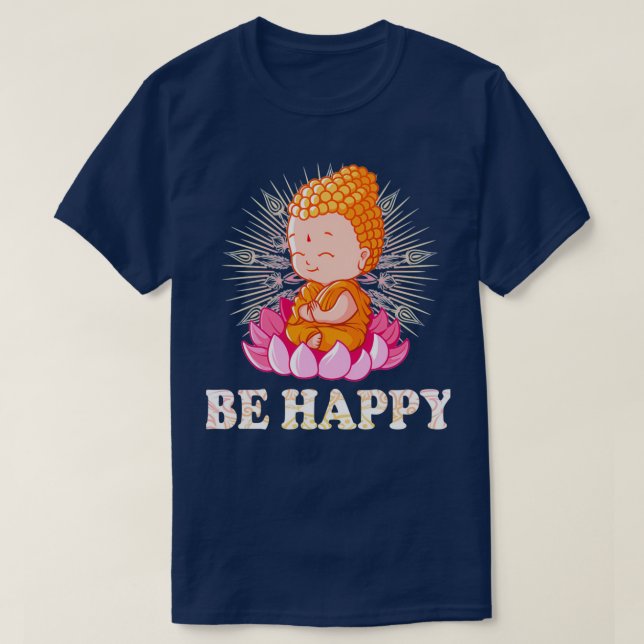 Camiseta Seja feliz pequeno Buda (Frente do Design)