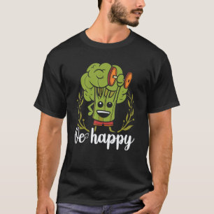 Camiseta Seja Feliz Seja Feliz Brócolis Haltere Vegano Vege