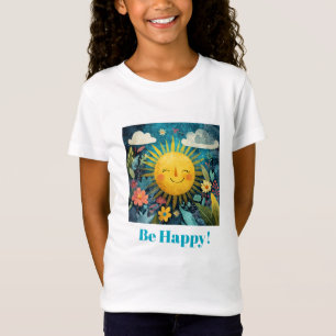 Camiseta Seja Feliz! Sol Sorridente,