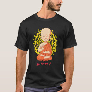Camiseta Seja feliz Zen Little Baby Buddha Lotus 1
