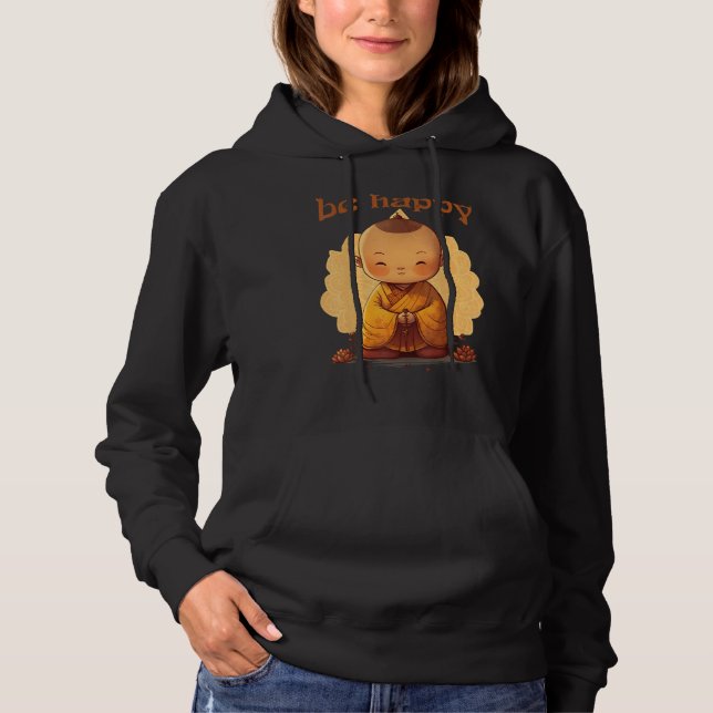 Camiseta Seja Feliz  Zen Pequeno Buda Bebê  Mandala (Frente)