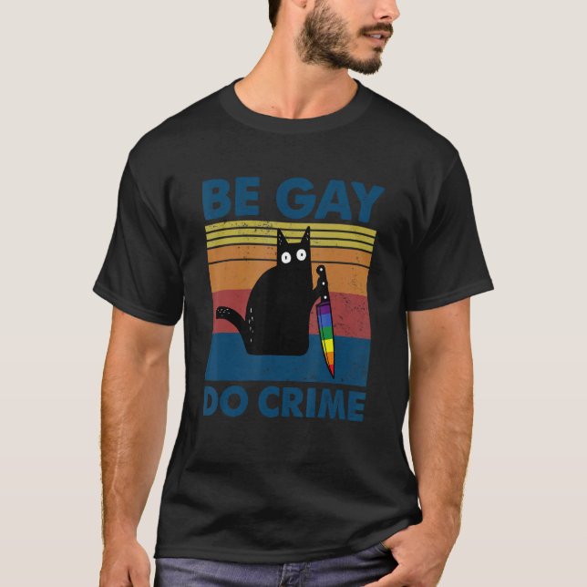 Camiseta Seja Gay Do Crime Cat Orgulho gay Lgbt Ally Rainbo (Frente)